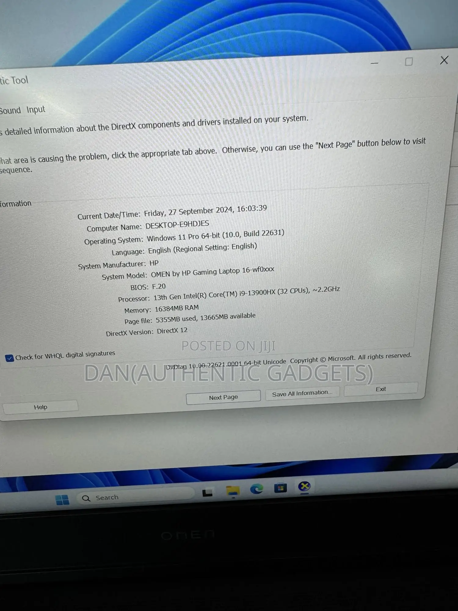 New Laptop HP Omen 15 16GB Intel Core I9 SSD 1T