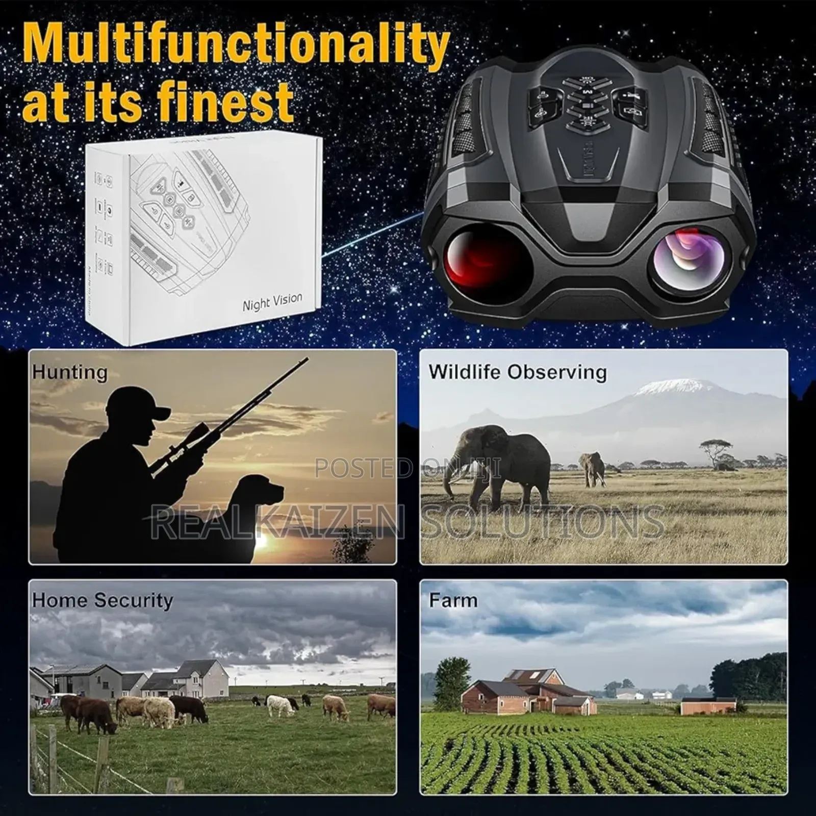  Night Vision Goggles With 3.5" HD Display |10X Zoom | IR