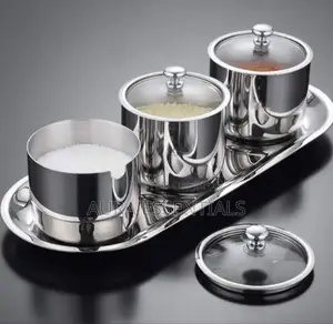Stainless Steel Condiment Pots Set( 3pcs)