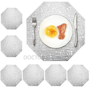 6pcs Silver Octagonal Table Placemats