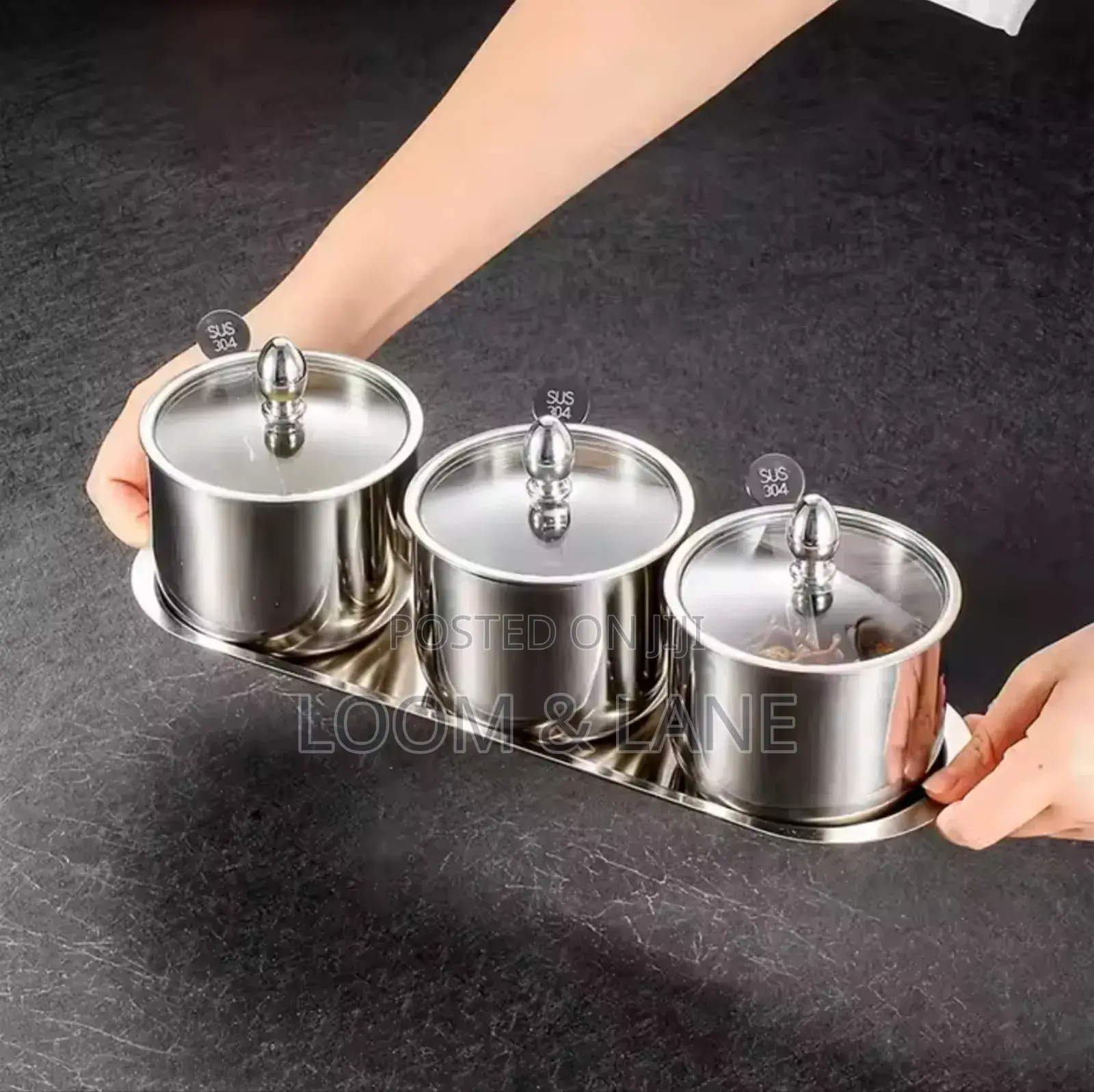 Stainless Steel Condiments Jar Set