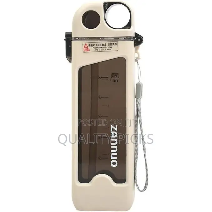 350ML Double Layer Square Plastic Water Bottle With Straw