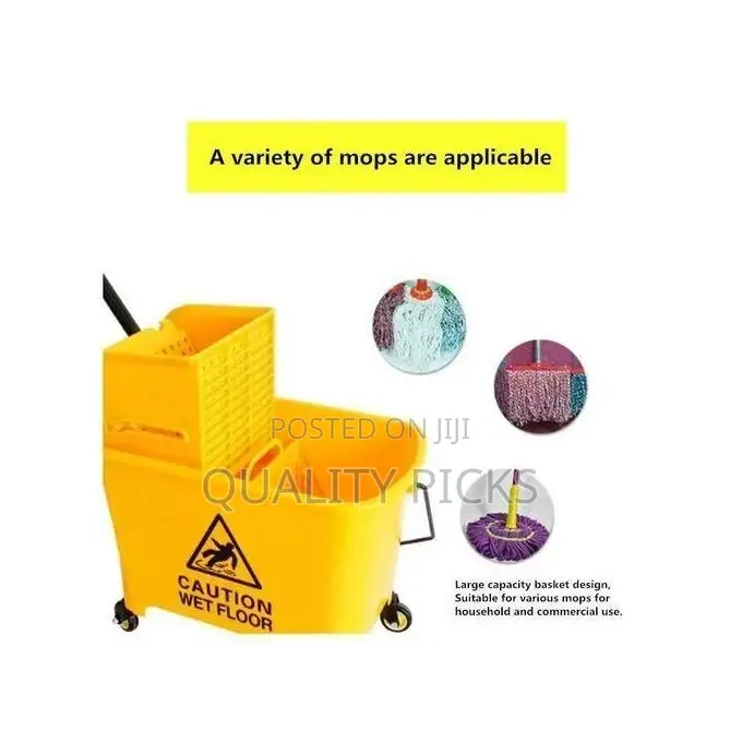 12L Mop Bucket Side Press Wringer Cleaning Commercial Mop