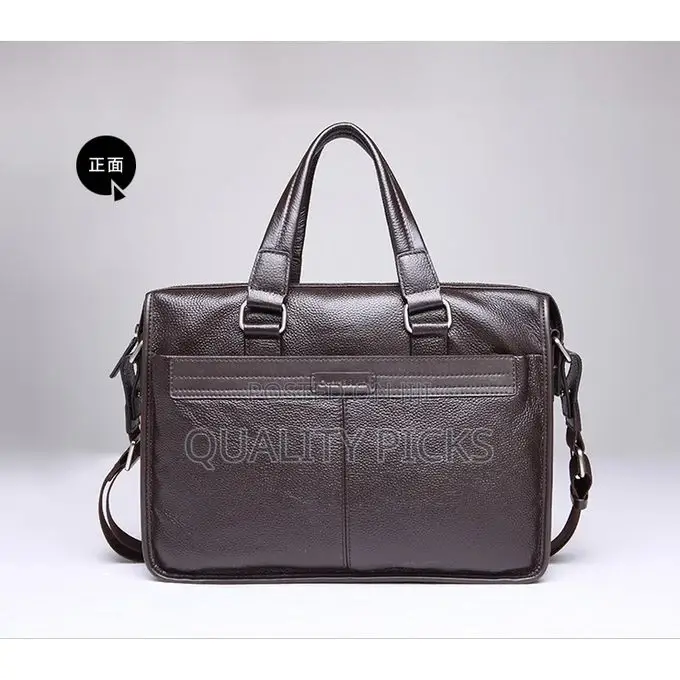 Cowhide Leather Bag Men Famous Brand Geand Business