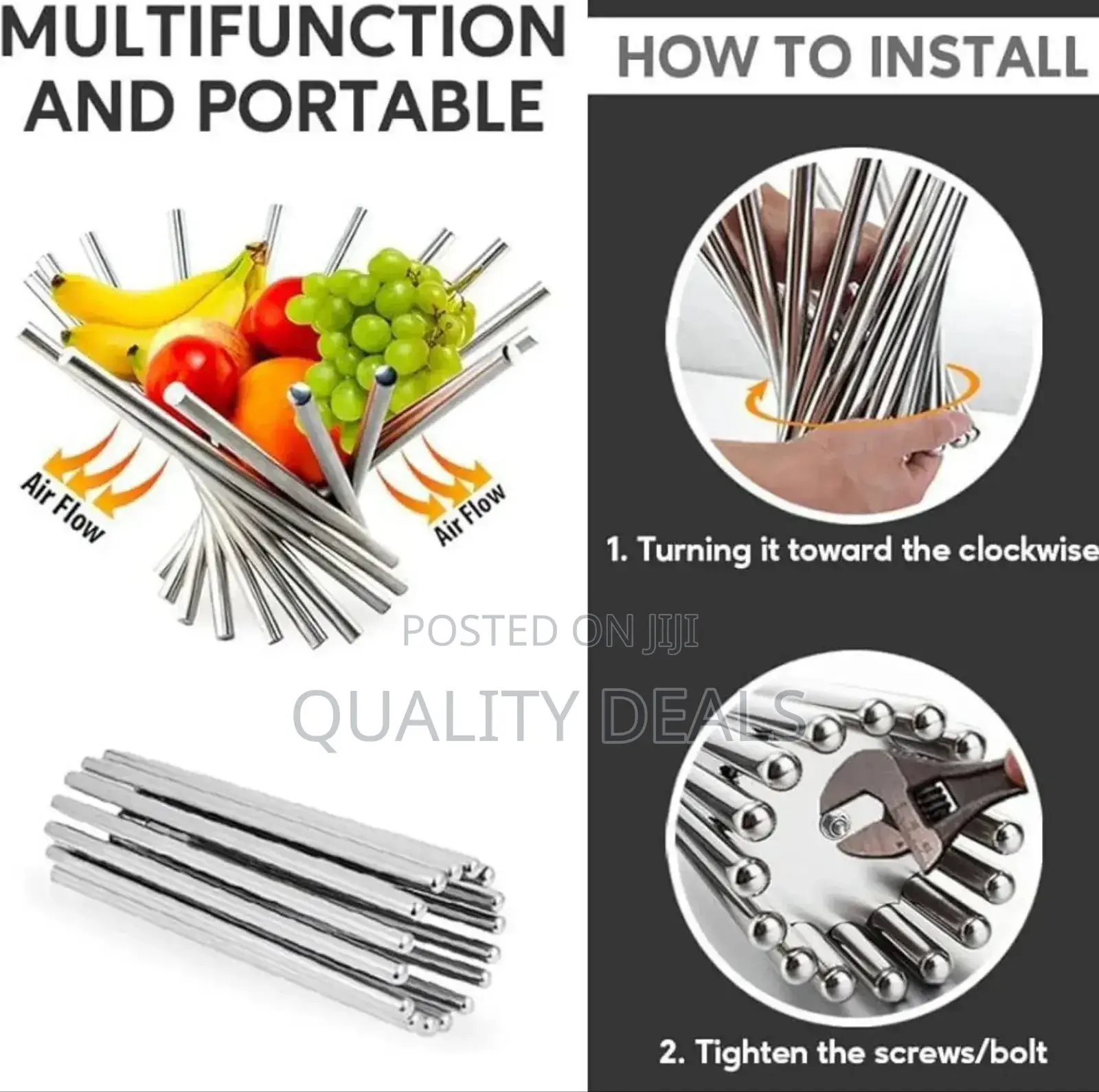 Stainless Steel Foldable Rotating Fruit Basket/ Stand