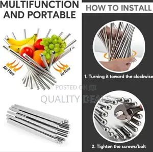 Stainless Steel Foldable Rotating Fruit Basket/ Stand