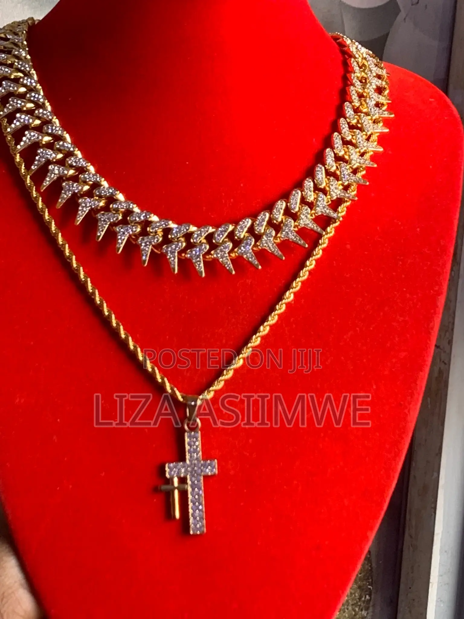 Iced Out Cuban Chains With a Crucifix Small Pendant