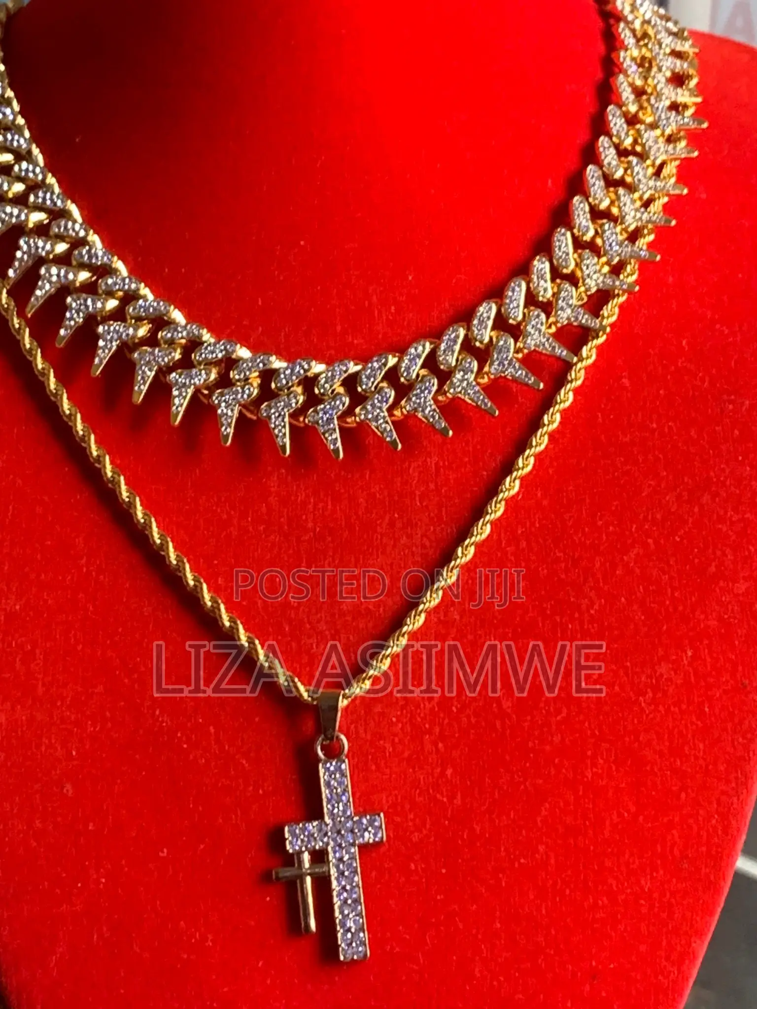 Iced Out Cuban Chains With a Crucifix Small Pendant