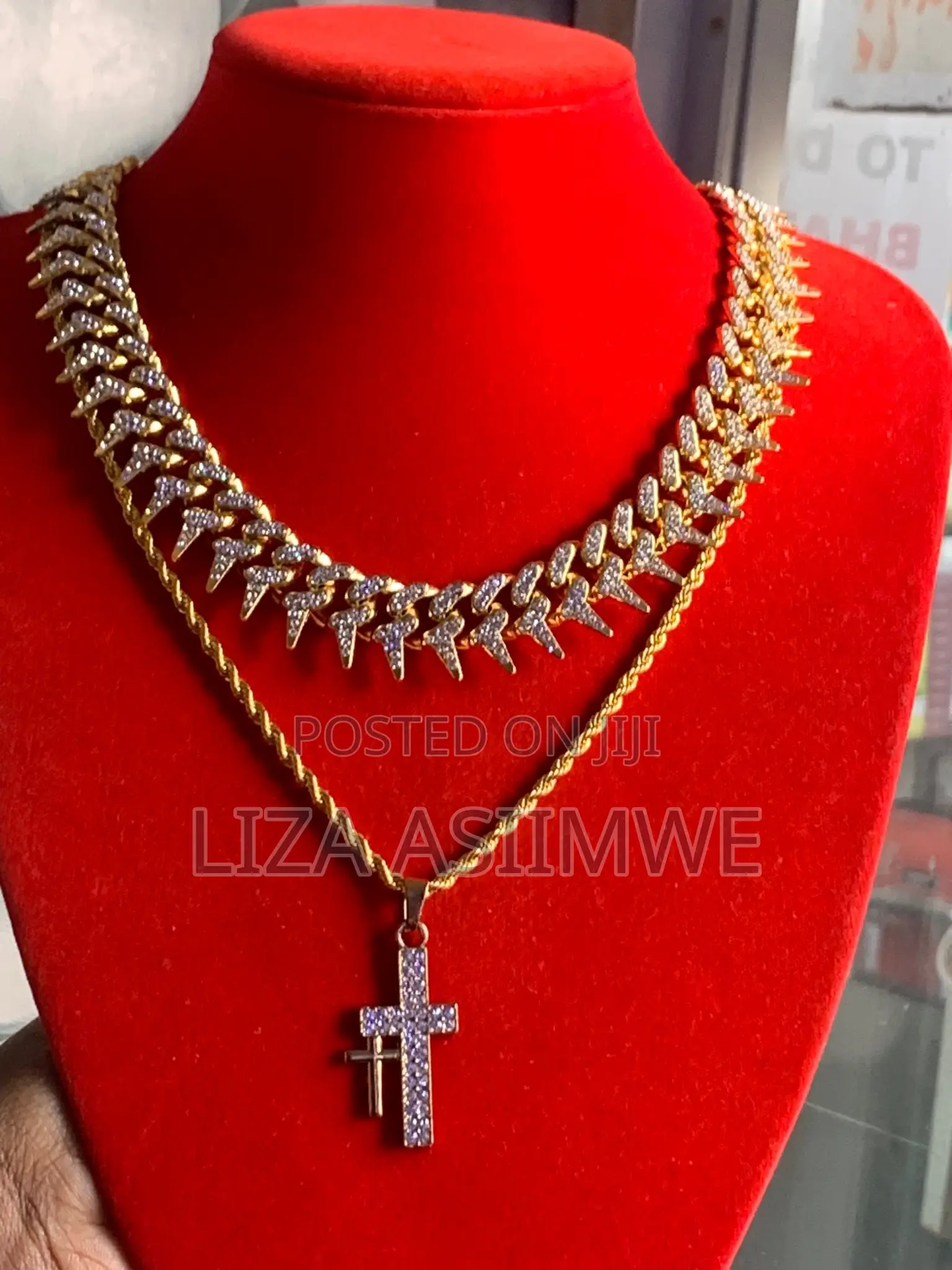 Iced Out Cuban Chains With a Crucifix Small Pendant