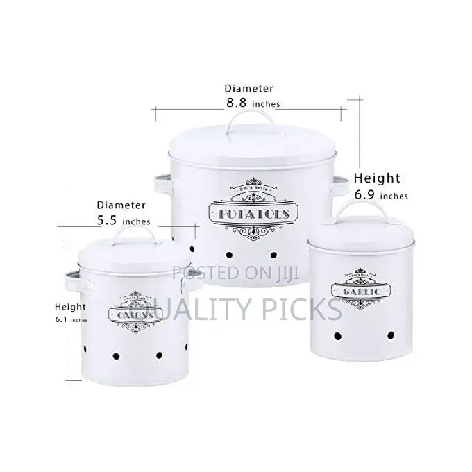 Roland Set of 3 Potato Onion Kitchen Storage Canisters Jars