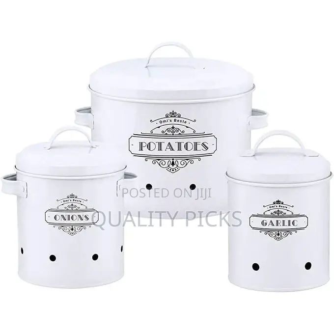 Roland Set of 3 Potato Onion Kitchen Storage Canisters Jars
