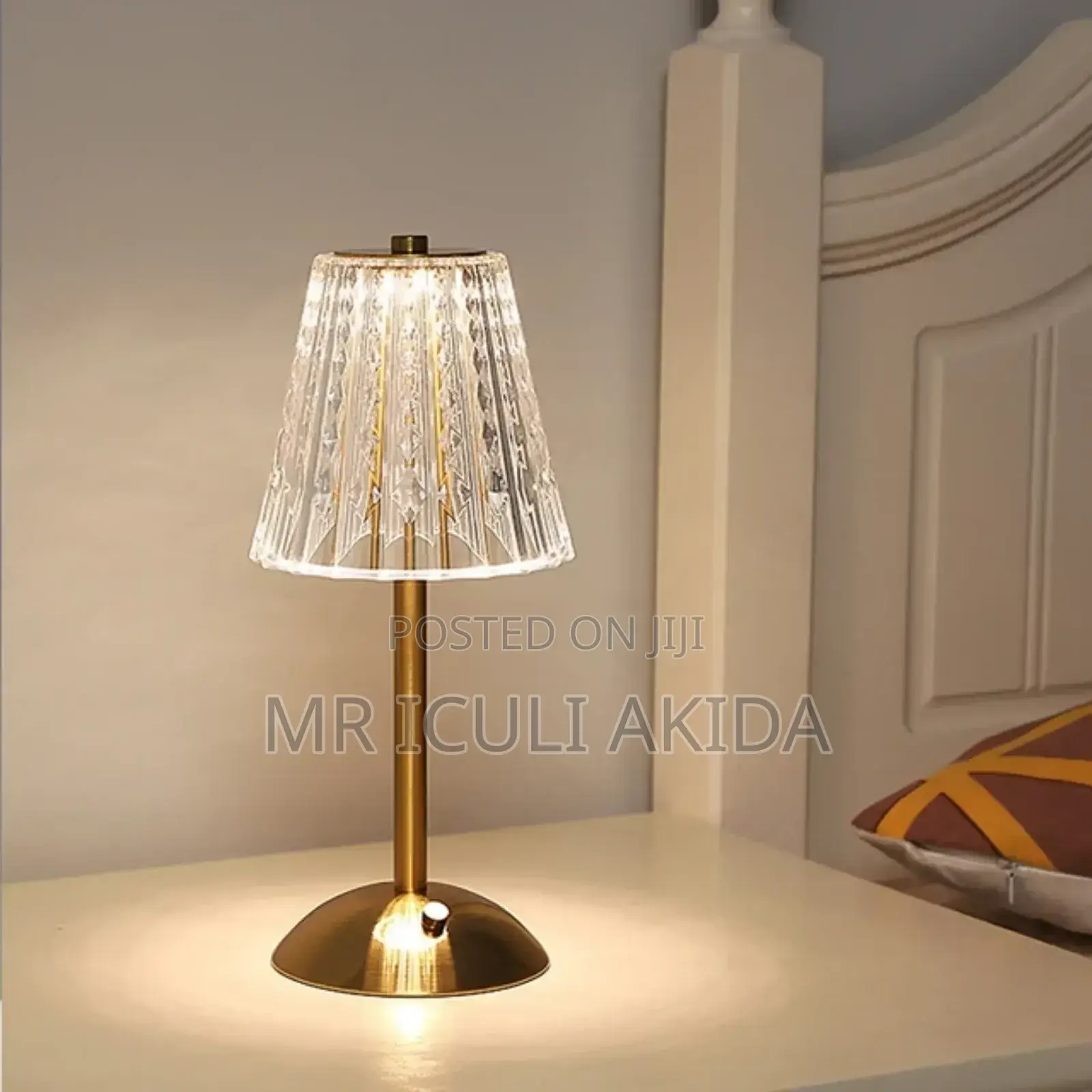Touch Control Rose Crystal Rechargeable Bedside Table Lamp