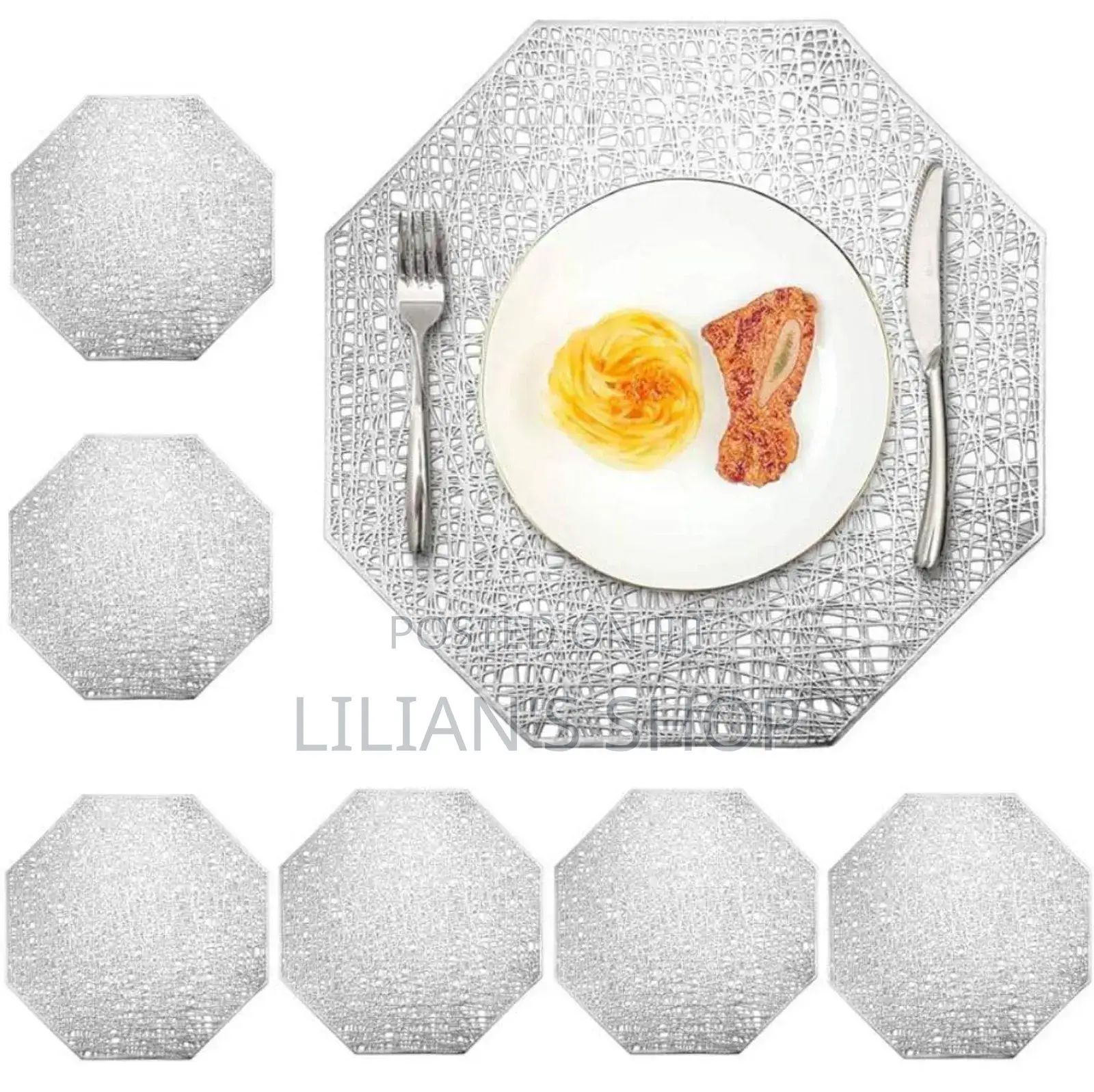 6pcs Octagon Shape Washable Table Placement Mats