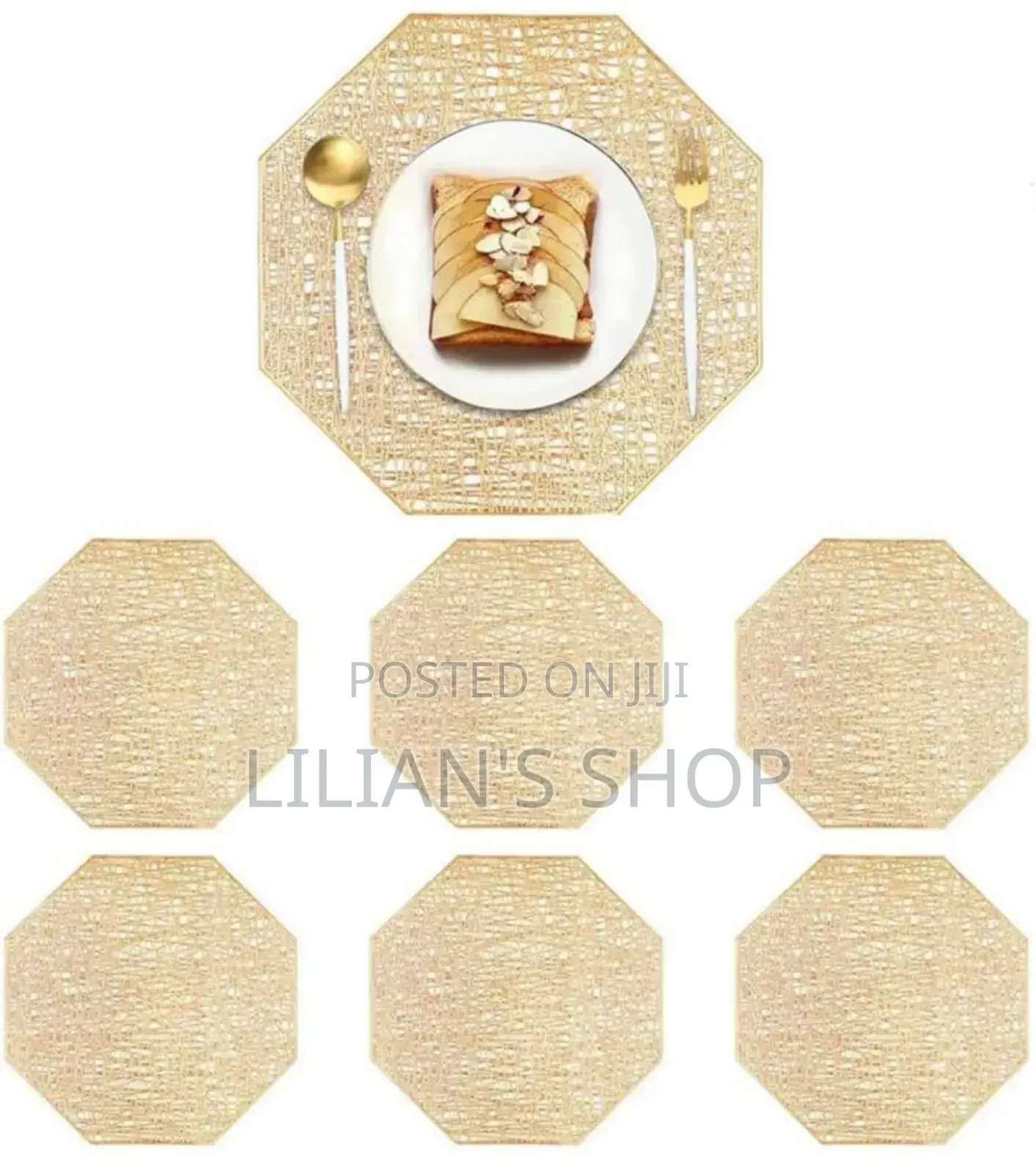 6pcs Gold Reusable Waterproof Dining Mat