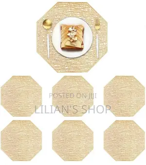 6pcs Gold Reusable Waterproof Dining Mat