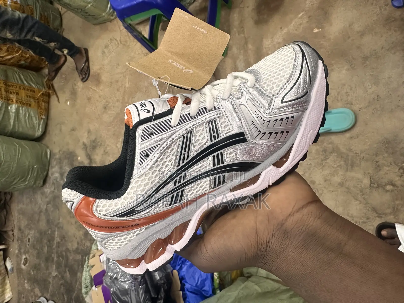 Original Silver/Orange Asics Gel-Kayona 14 Running Sneakers