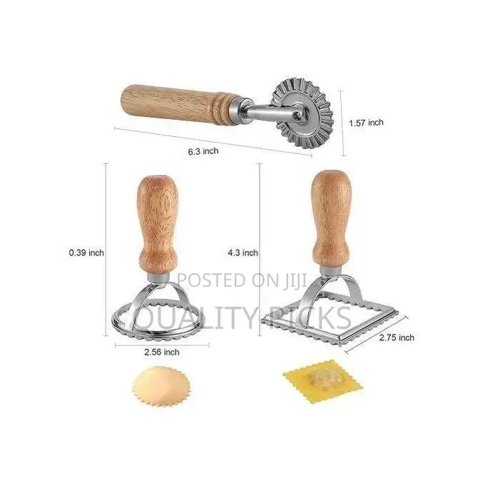 3pcs Ravioli Stamp Maker With Roller Wheel Set,Mold