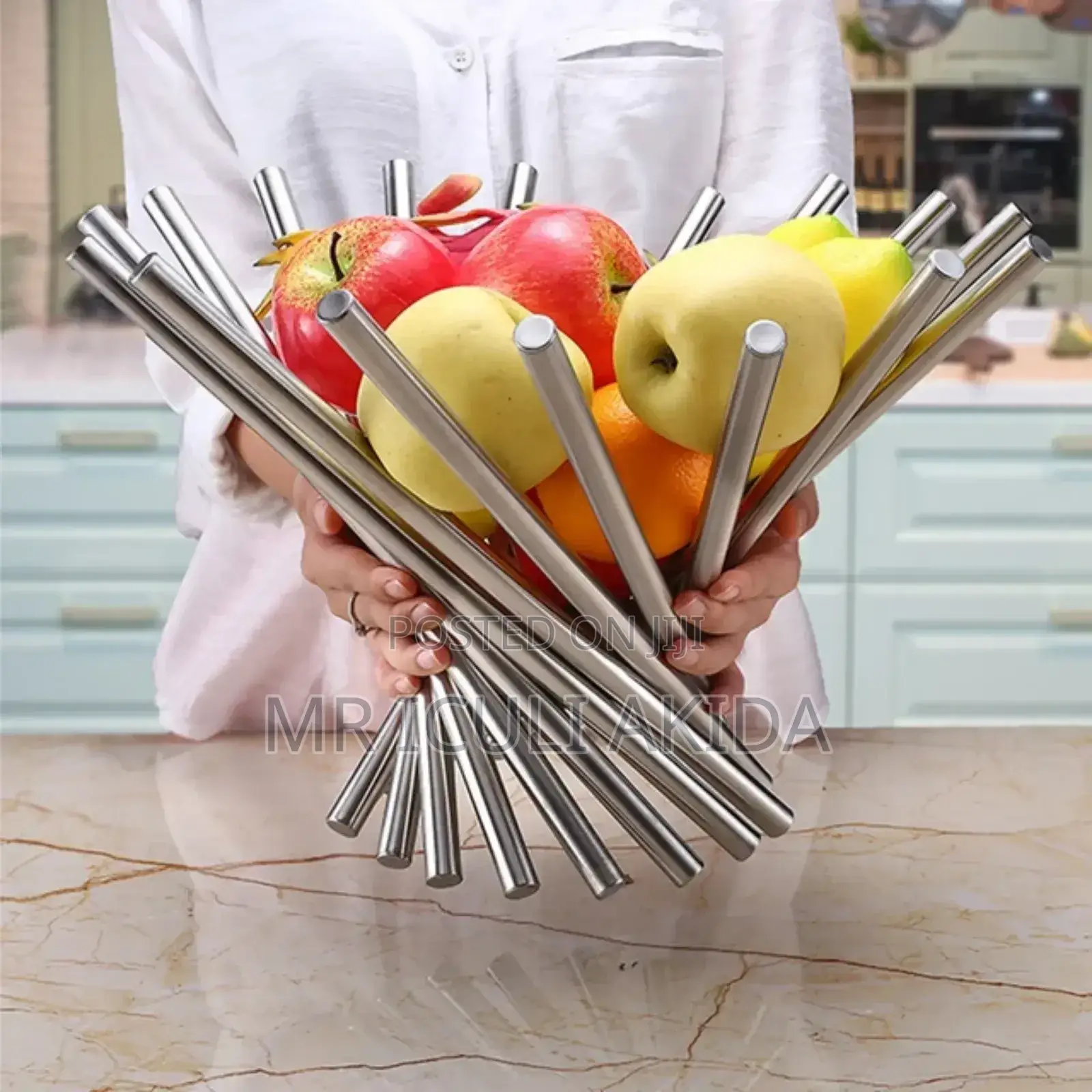 Stainless Steel Rotating Fruit Bowl Platter Basket Holder