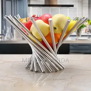 Stainless Steel Rotating Fruit Bowl Platter Basket Holder