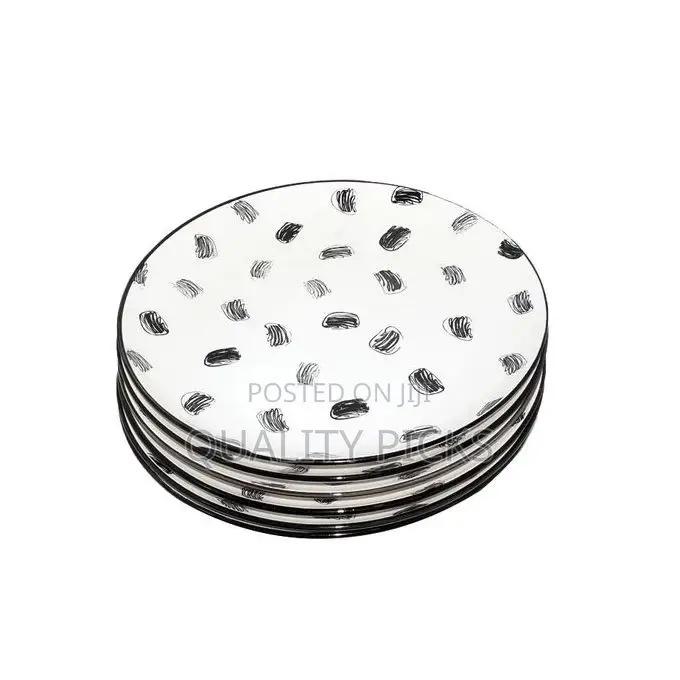 Round Box Design Dinner Plates, 6pcs - White