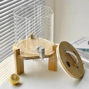 5litres Glass Juice Beverage Tap Dispenser WTH Wooden Stand