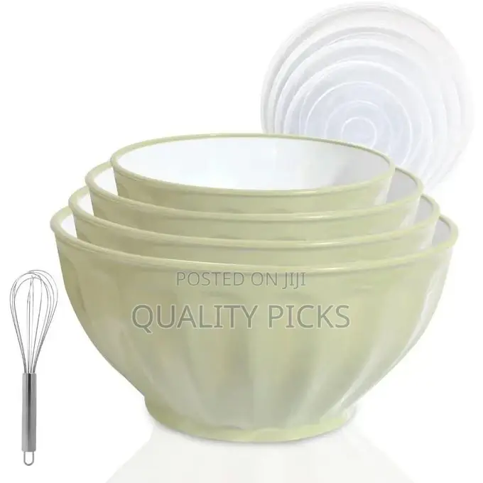 4 Piece Large Plastic Nesting Mixing Bowls With Lids Set,