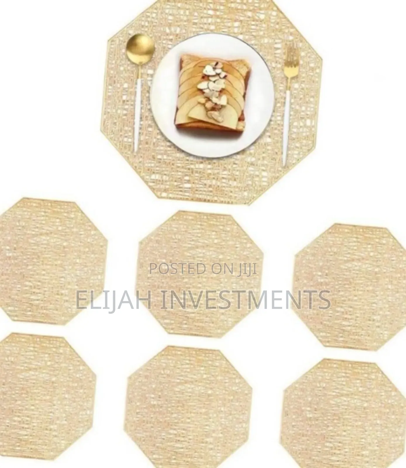 Place Non-Slip 6pcs Washable Octagon Table Mats