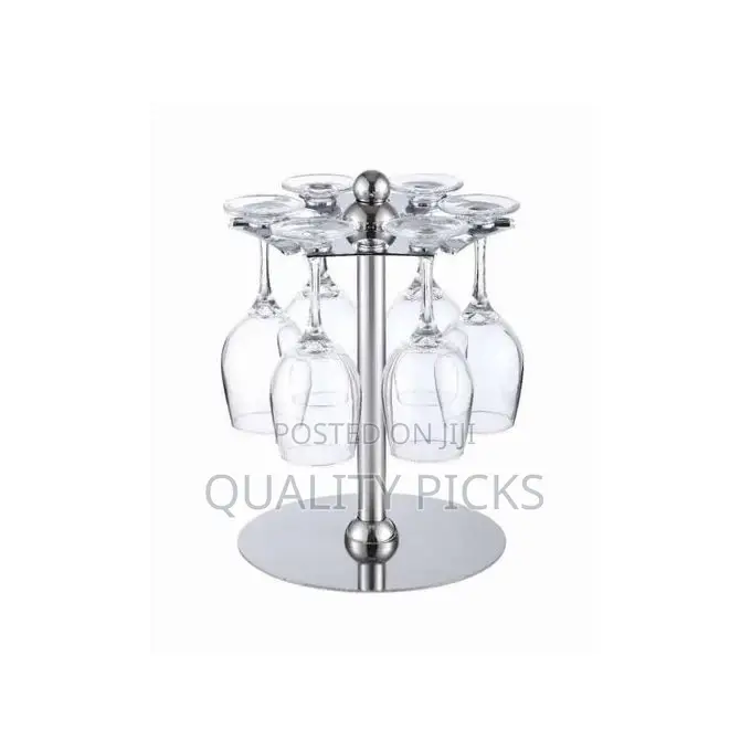 Countertop Rotating 6 Wine Glass Cup Holder Drying Rack