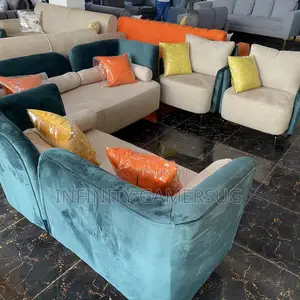 Unique Sofa Made of Good Timber in Cream Turquoise Color