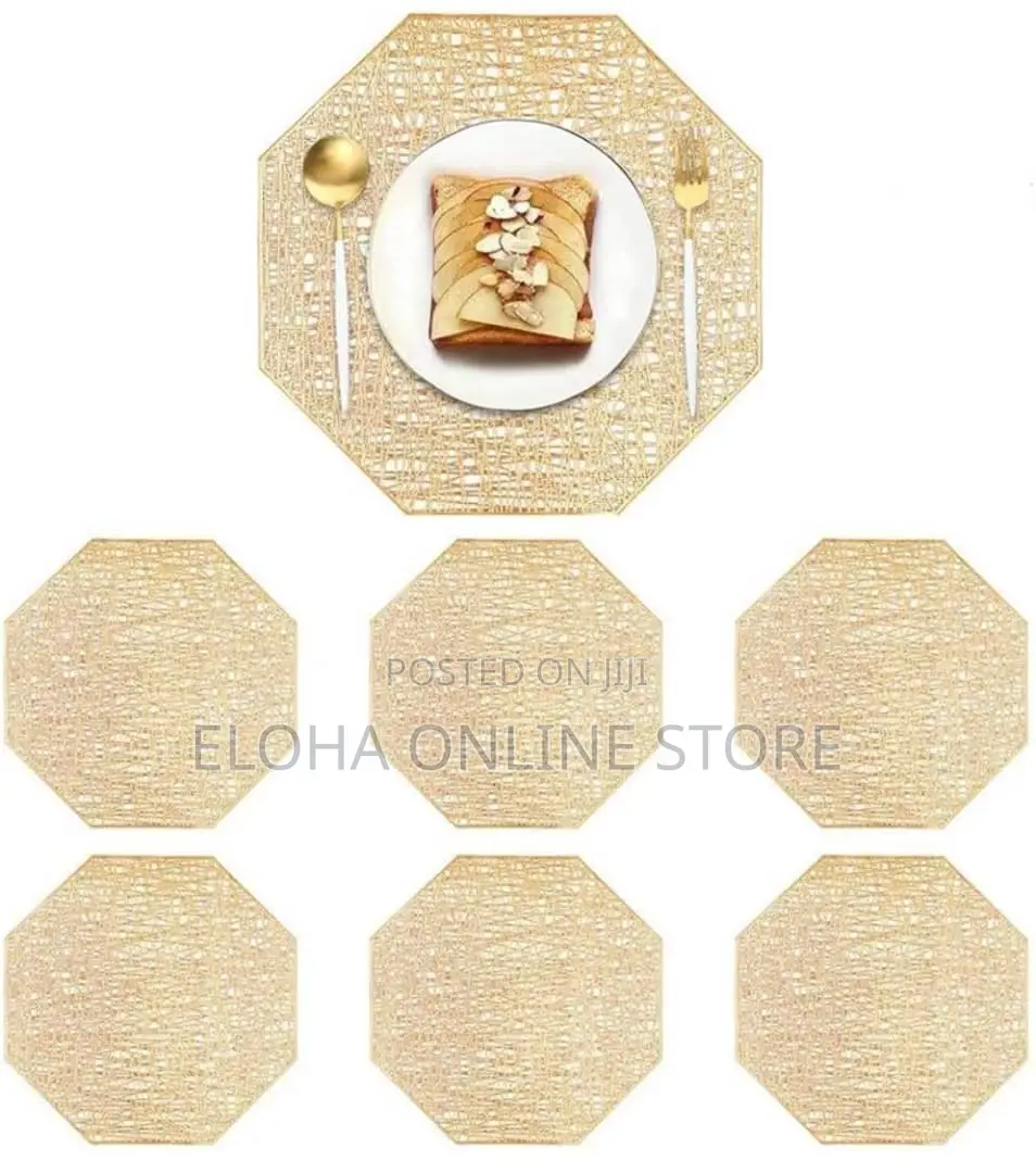 6 PCS Heat Insulation Washable Gold Table Mats