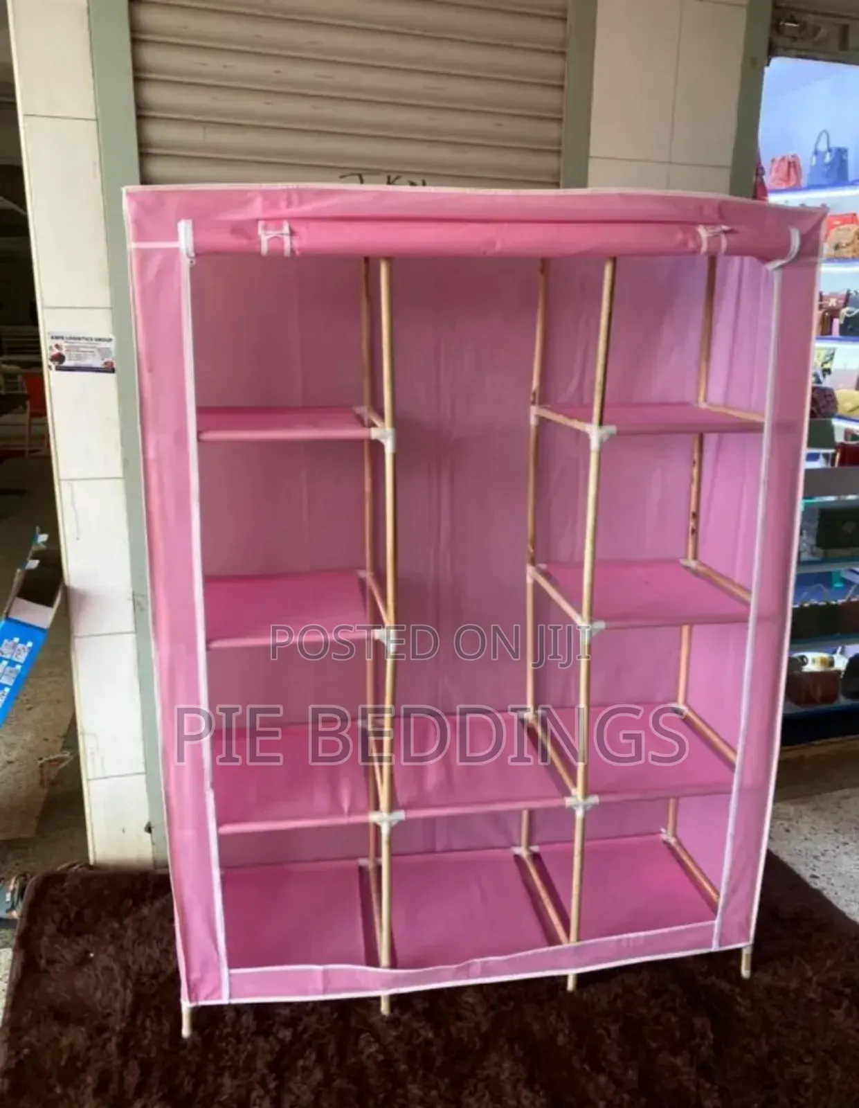 Pink Wood Frame Wardrobe