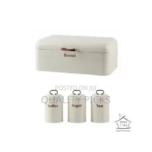 Bread Bin-Steel Design With 3 Piece Matching Sugar Tea