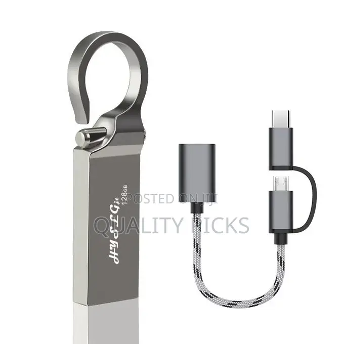 128 Gb Metal Usb Flash Drive Adapter Cable 2 in 1 Set