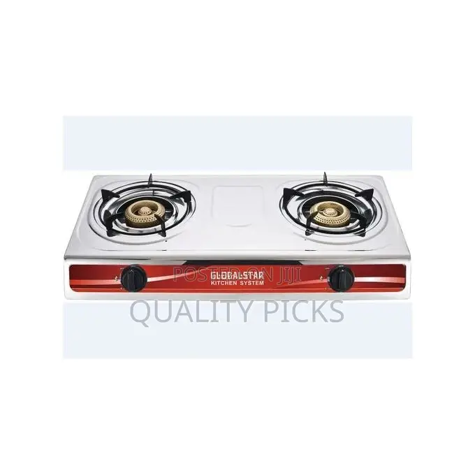 Global Star Double Burner Gas Stove Stainless Steel - White