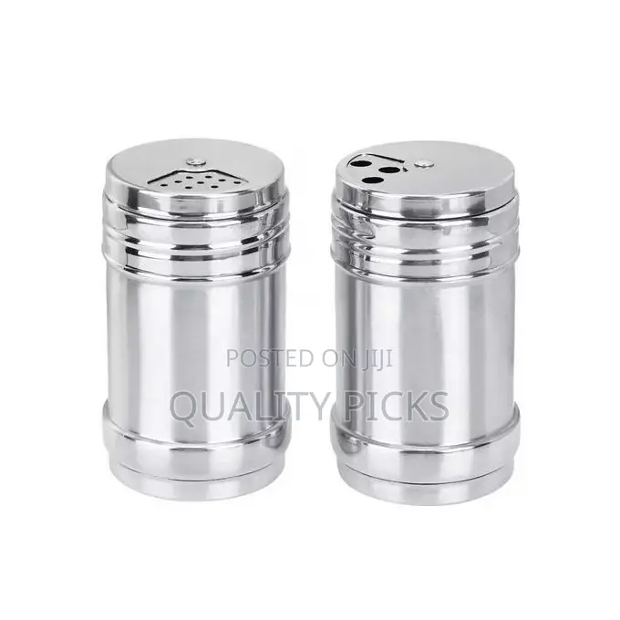 2 Pieces Stainless Steel Salt Pepper Spices Shakers