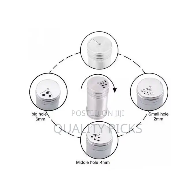 2 Pieces Stainless Steel Salt Pepper Spices Shakers