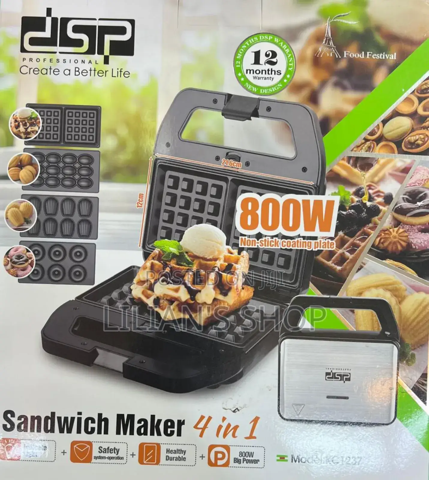 Nonsticky DSP Sandwich Maker 4 in 1