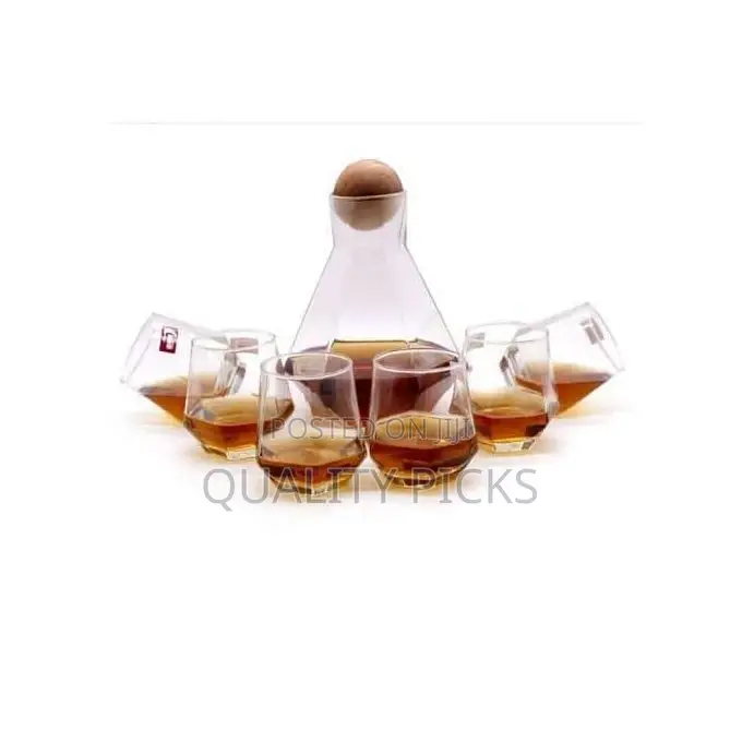 7 Set Whiskey Wine Diamond Decanter With Liquor Hexagon