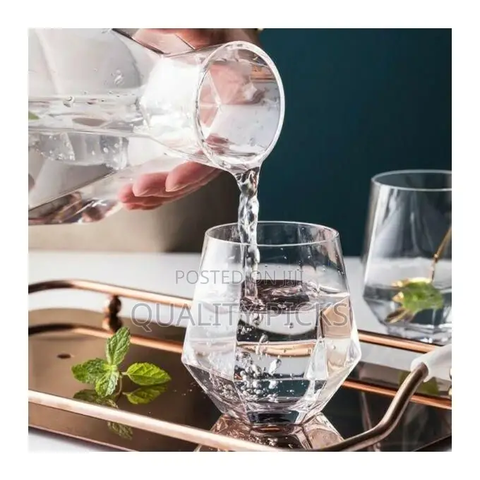 7 Set Whiskey Wine Diamond Decanter With Liquor Hexagon