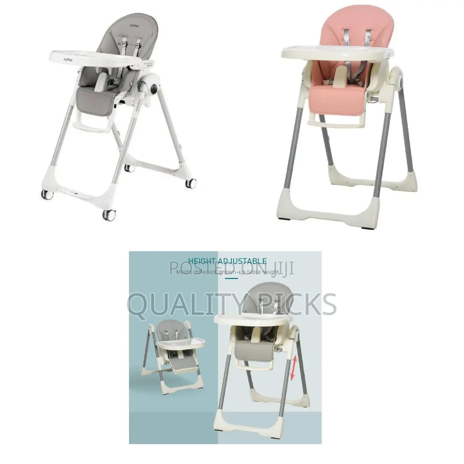 Foldable Baby High Chair Convertible Feeding Chair Height