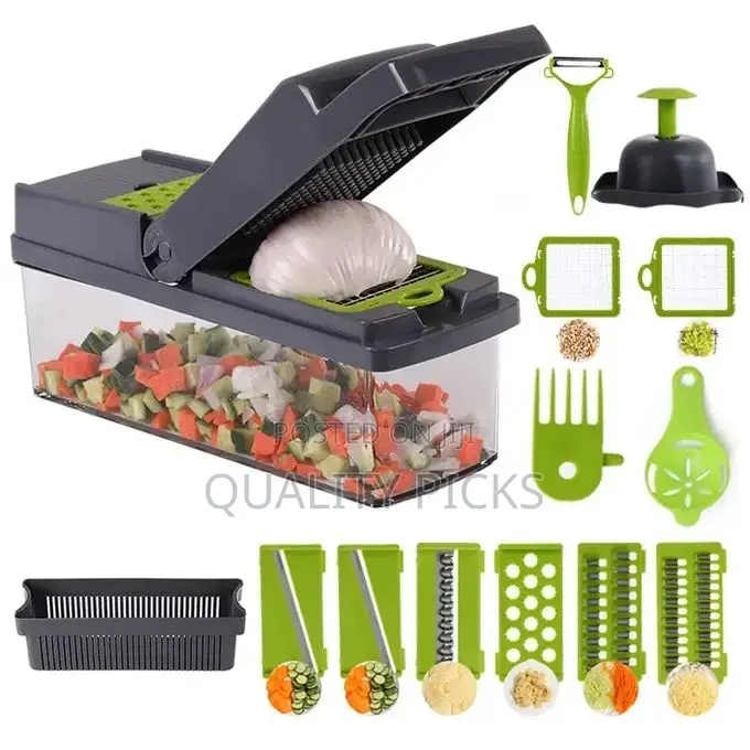 15pcs of Kitchen Vegetable Cutter-Grey Green