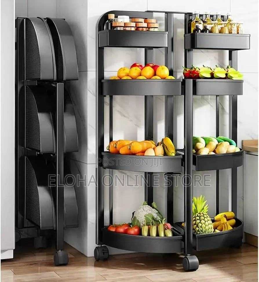 Foldable Kitchen Storage Cart With Wheels