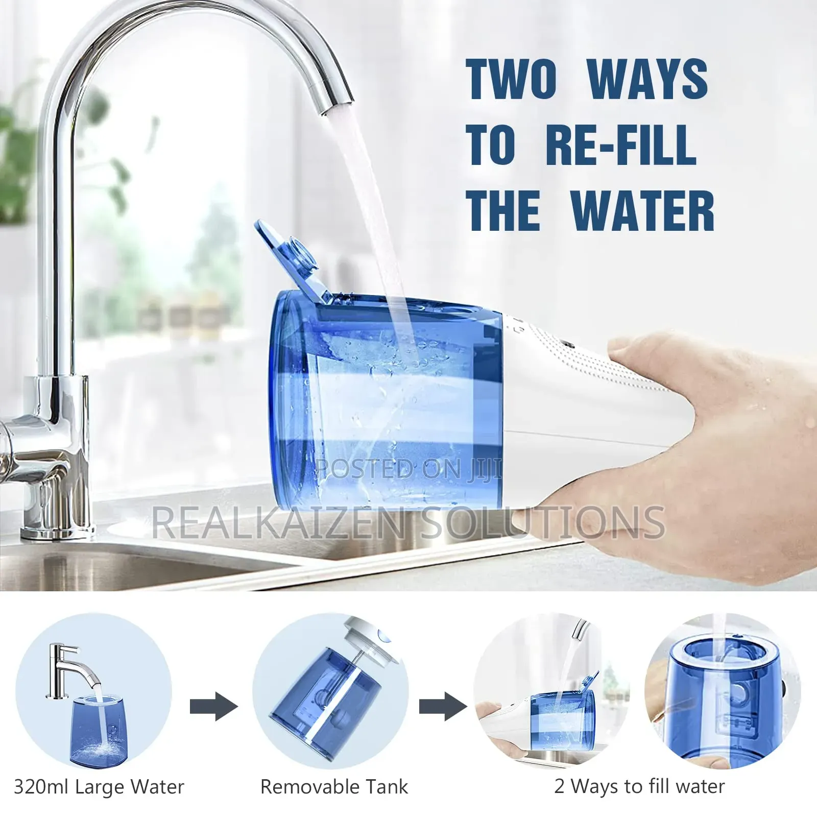 Cordless Water Pick Blue Water Irrigator Flosser With 5modes