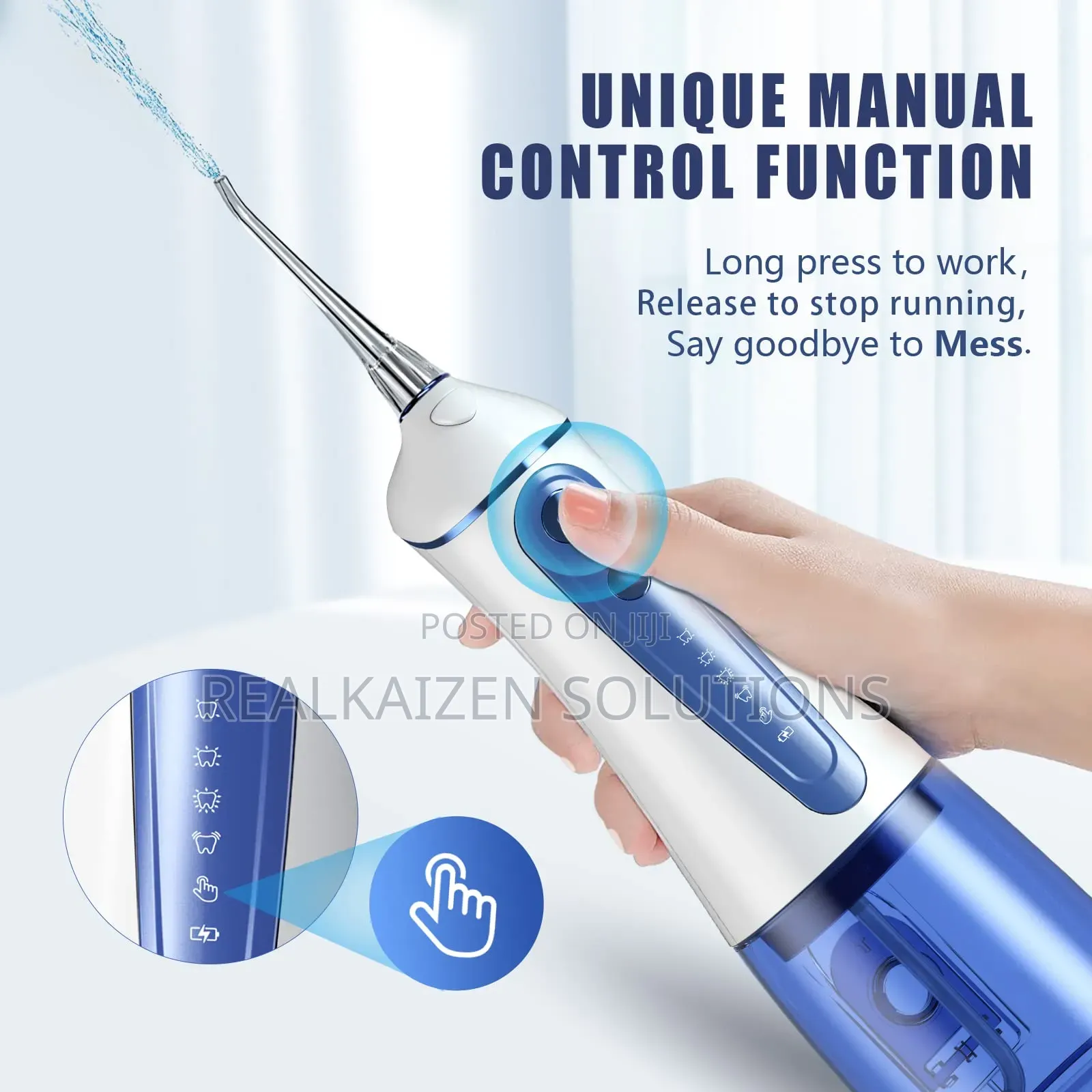 Cordless Water Pick Blue Water Irrigator Flosser With 5modes