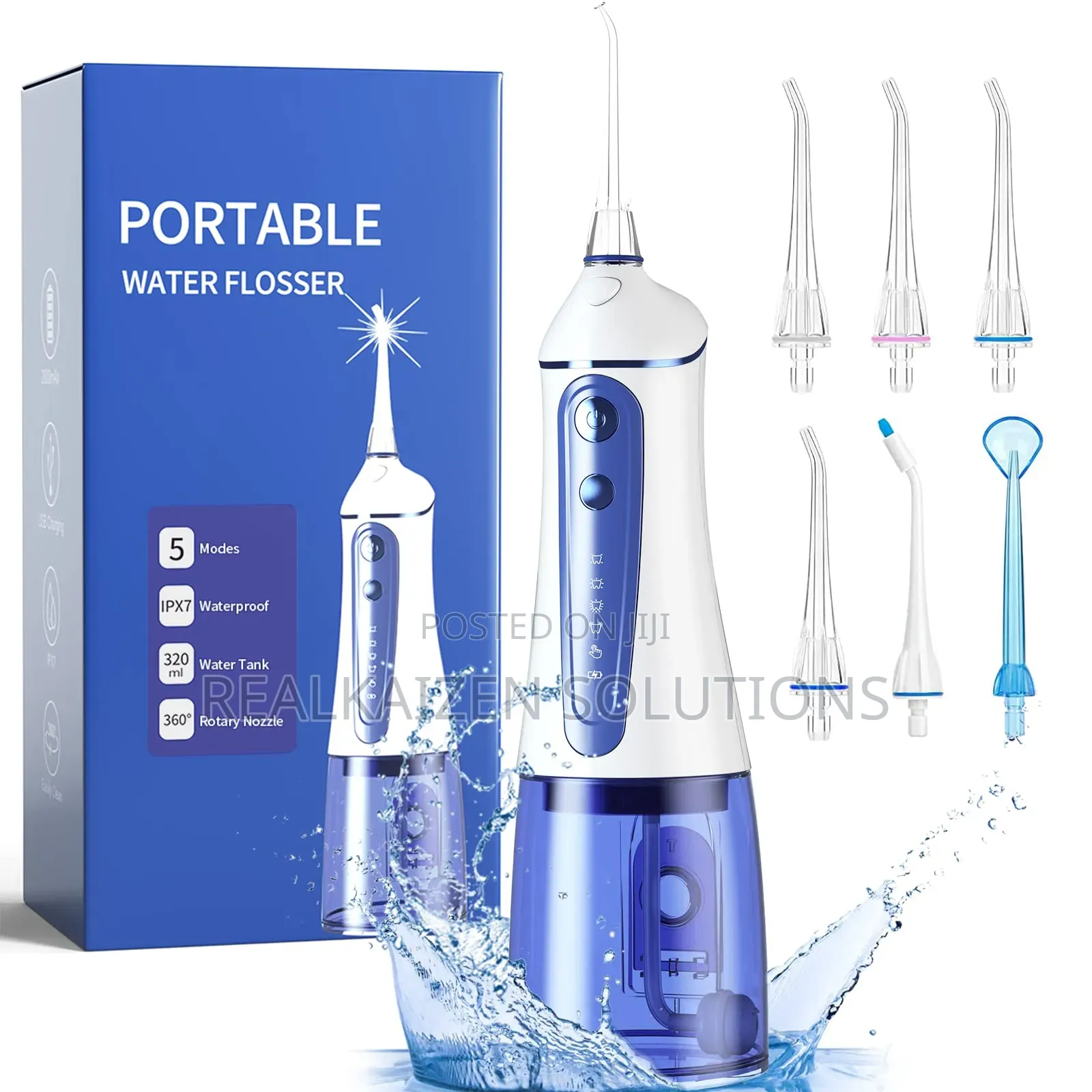 Cordless Water Pick Blue Water Irrigator Flosser With 5modes
