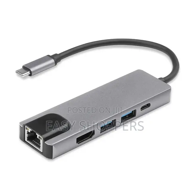 5 in 1 Type C Hub Hdmi, Ethernet, Use LAN Adapter