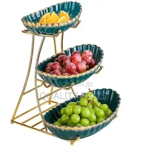 Three Tiered Ceramic Multi-Layer Fruit Tray Snack Dessert