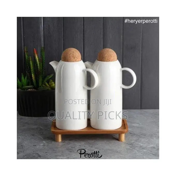Porcelain Oil Dispenser Bottle, 2 PCS Oil Vinegar Bottle Pot