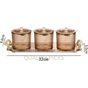 3 Piece Plastic Sugar Bowl Coffee Tea Canister Snack