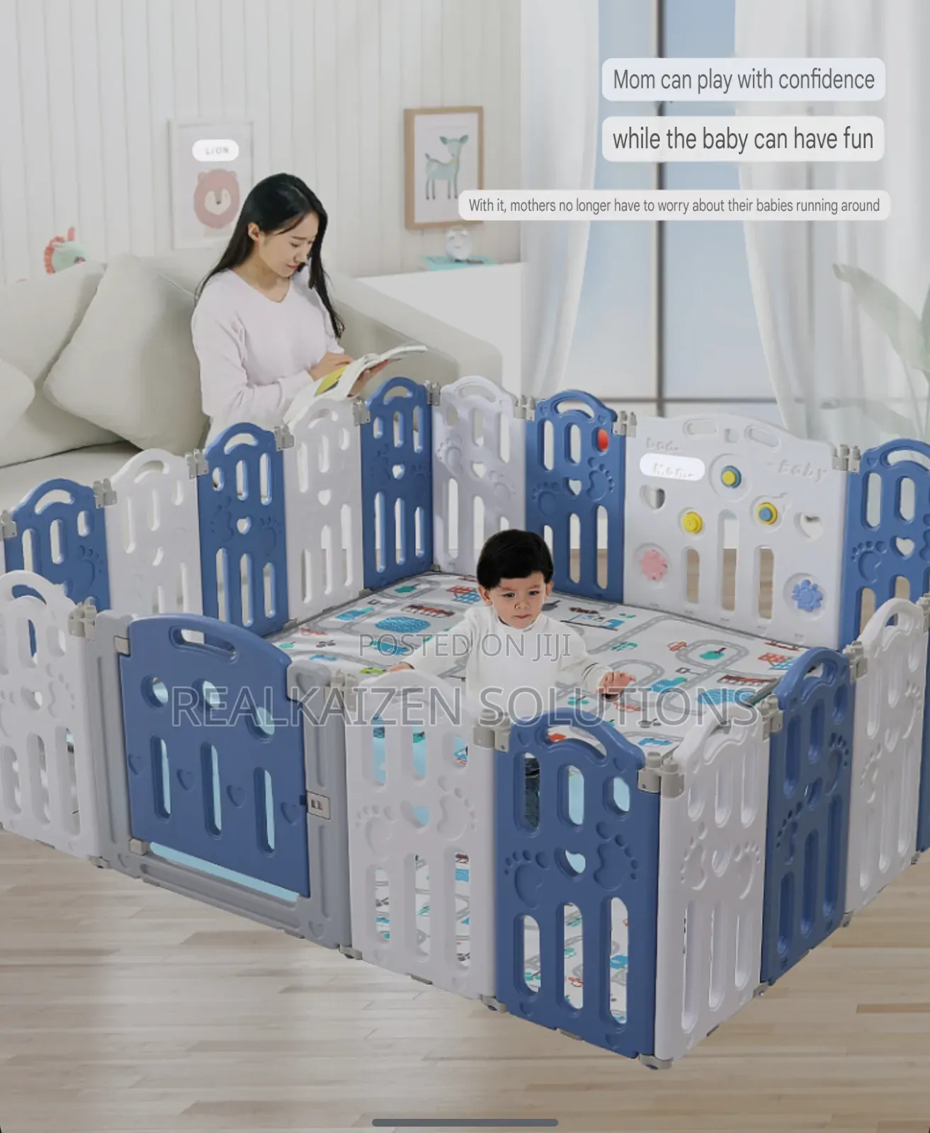 HAPPY PLAY Playroom 3-in-1 Fence |Slide |Swing Fun Playpen